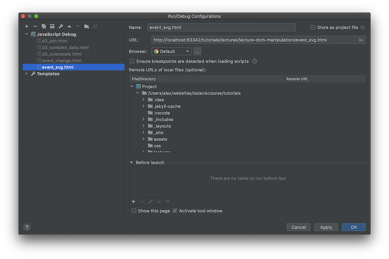 WebStorm debug configuration